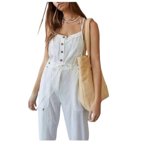 Urban Outfitters BDG Bailey White Linen Overalls - Picture 4 of 10